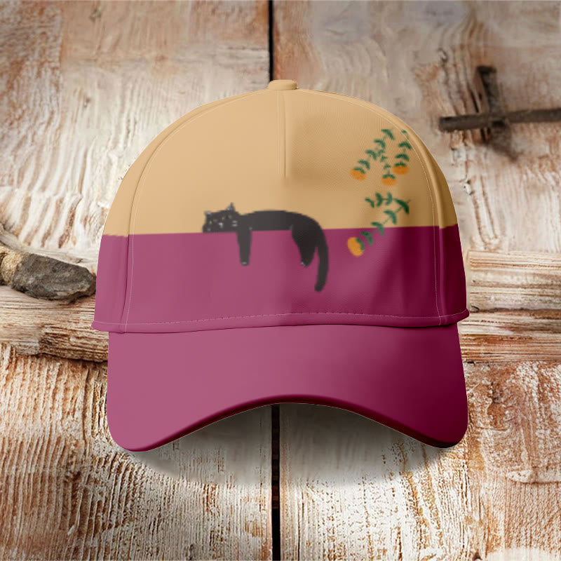 Abstract Creative Lazy Black Cat Painting Art Cap - image 6