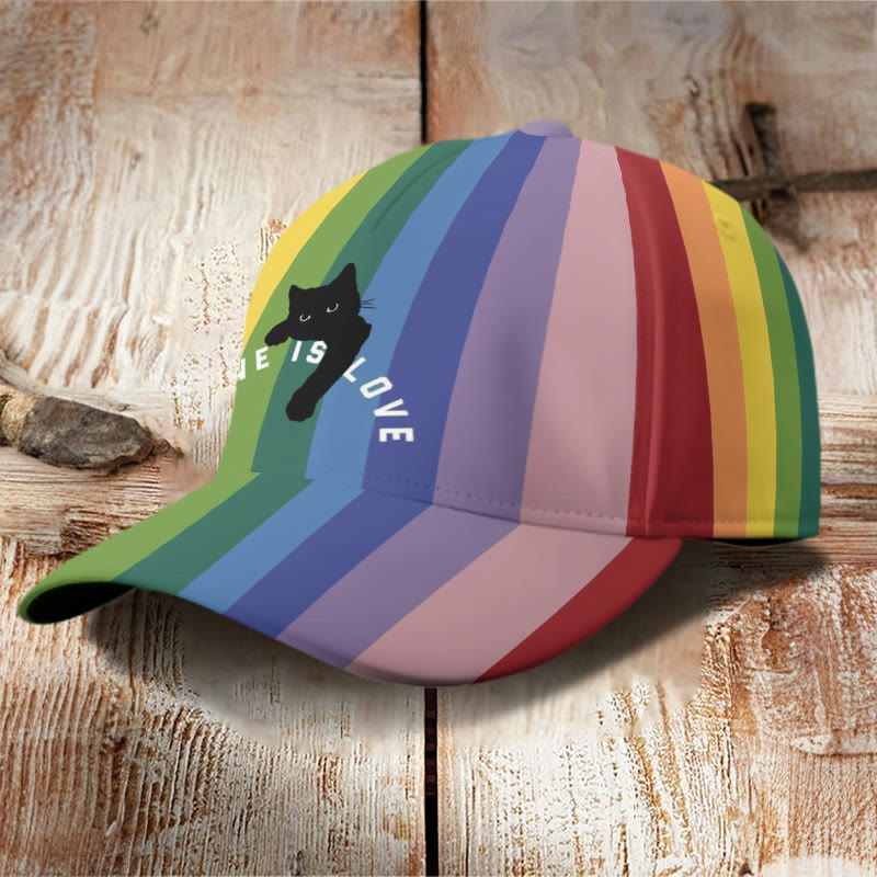 Love Is Love Rainbow Black Cat Print Cap - image 2