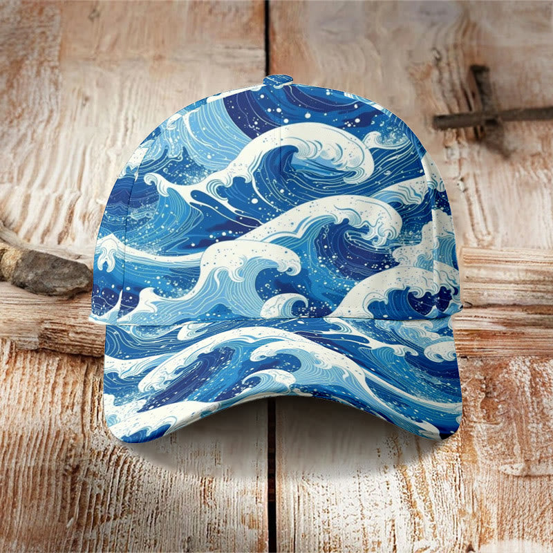 Japanese Style Wave Print Casual Cap - image 2