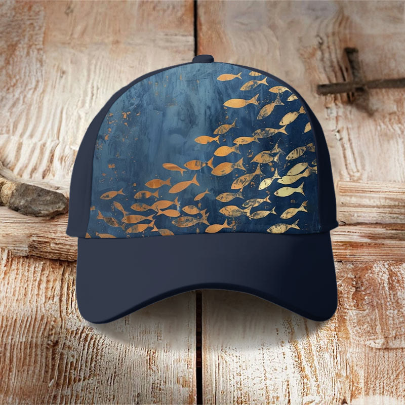 Little Orange Fish School Graffiti Print Casual Cap - image 2