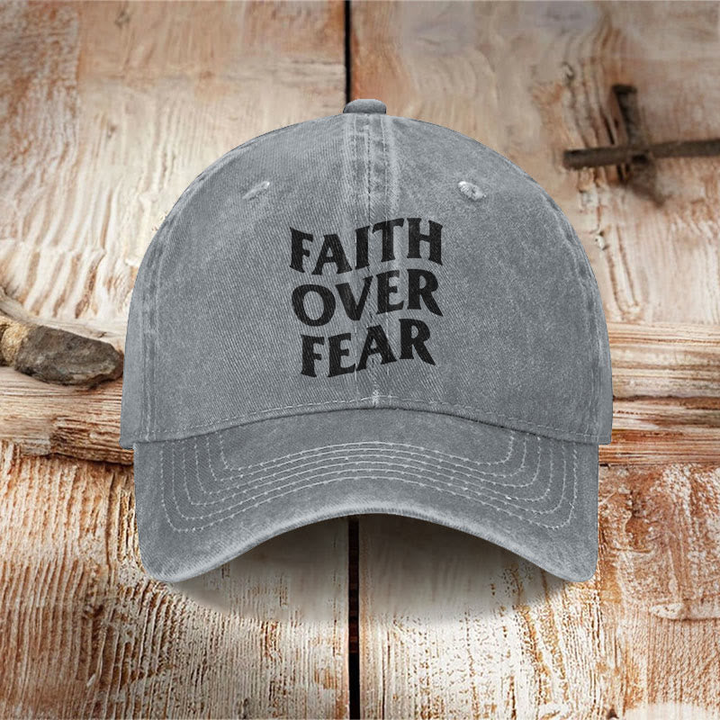 Unisex Faith Over Fear Print Washed Cap - image 7