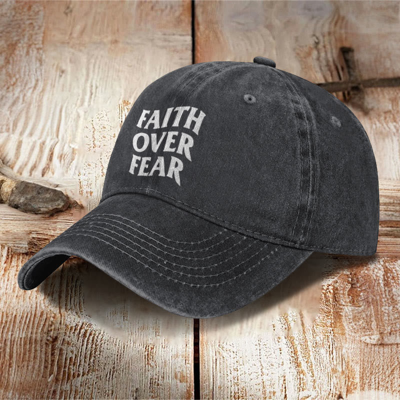 Unisex Faith Over Fear Print Washed Cap - image 10