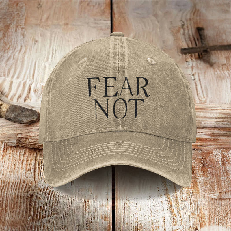 Unisex Fear Not Print Washed Cap - Camel - one size - image 4