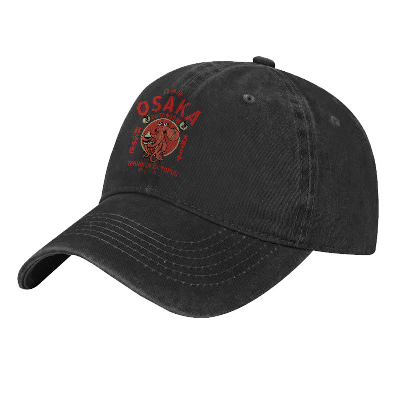 OSAKA Dotonbori Octopus Japanese Design Vintage Print Washed Cap - image 6