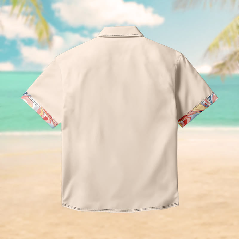 100% Cotton Tropical Solid Color Print Short Sleeve Shirt - image 1