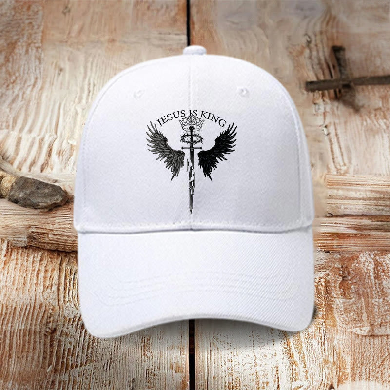 100% Cotton JESUS IS KING Print Cap - White - one size - image 1