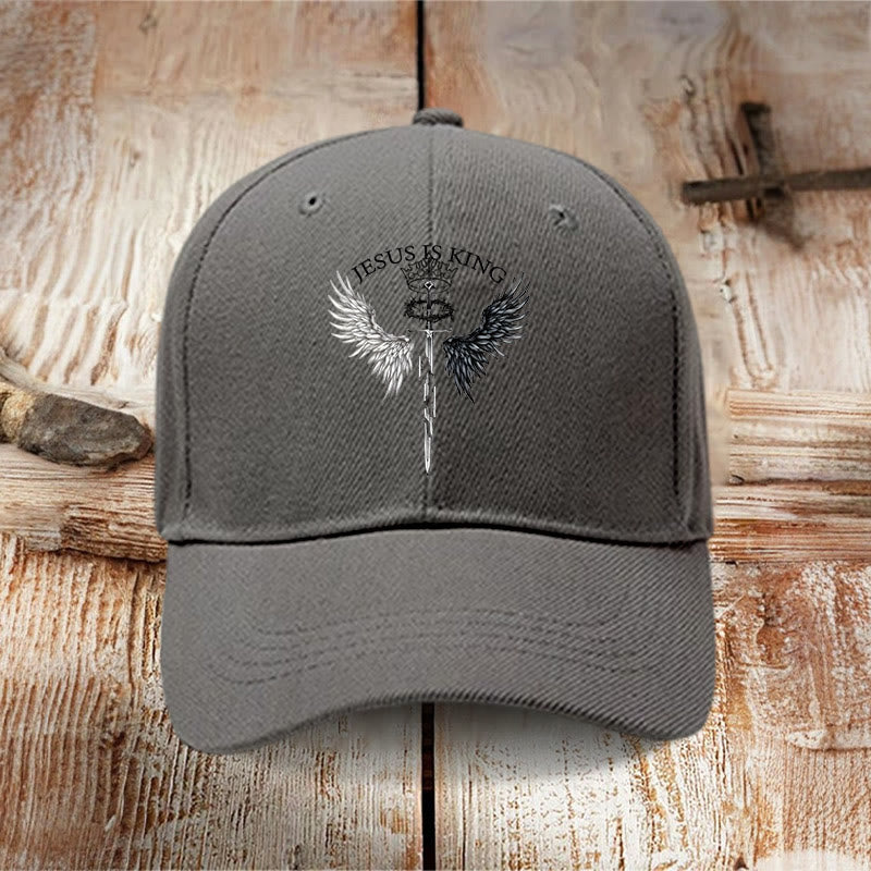 100% Cotton JESUS IS KING Print Cap - Grey - one size - image 2