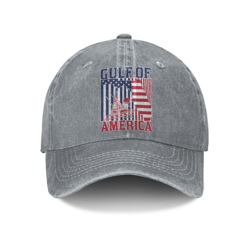 Gulf Of America Flag Island Print Washed Cap - Grey - one size - image 9