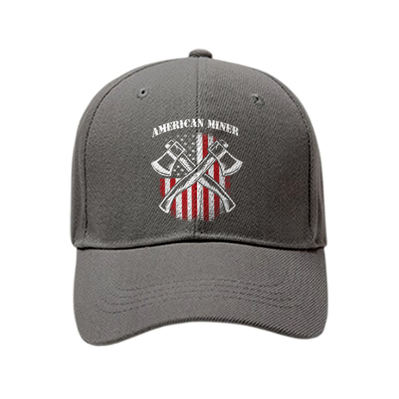 American Flag Miner Printed Cap - Grey - one size - image 6
