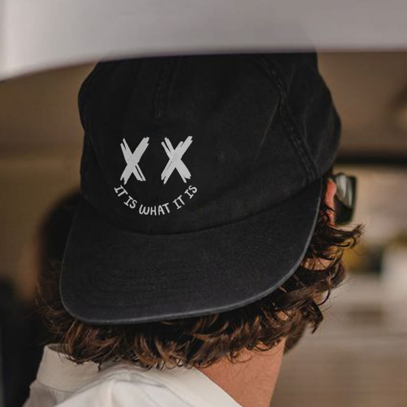 It Is What It Is Print Washed Cap - Black - one size - image 2