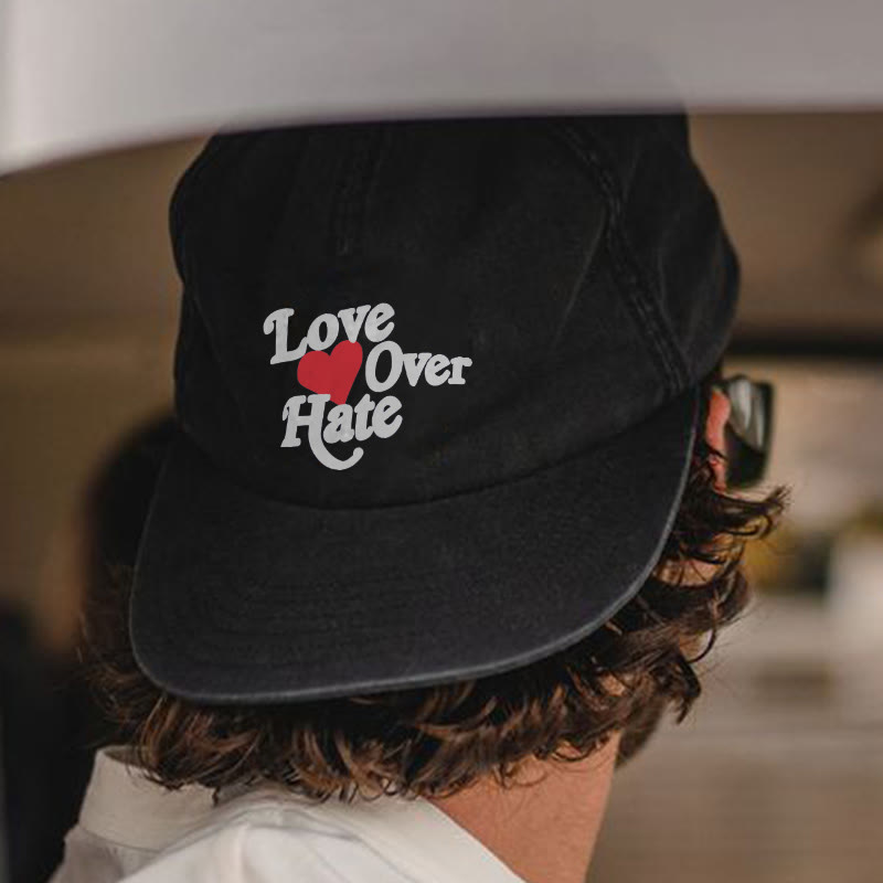 Love Over Hate Print Washed Cap - Black - one size - image 2