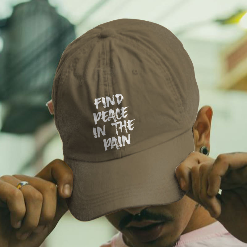 Find Peace In The Pain Print Washed Cap - Khaki - one size - image 2
