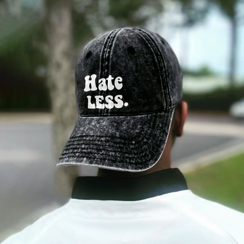 Hate Less Print Washed Cap - Black - one size - image 2
