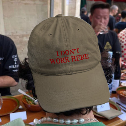 I Don't Work Here Print Washed Cap - Khaki - One size - image 1