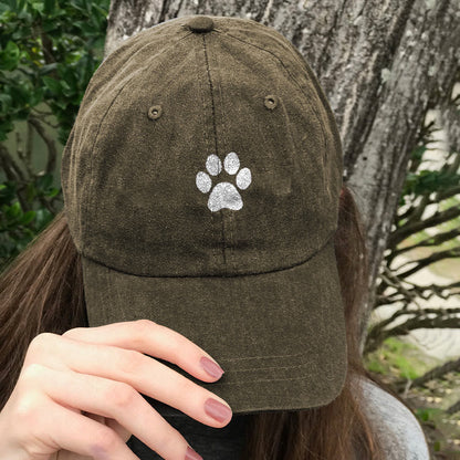 Cute Cat Paw Print Washed Baseball Cap - Khaki - one size - image 3
