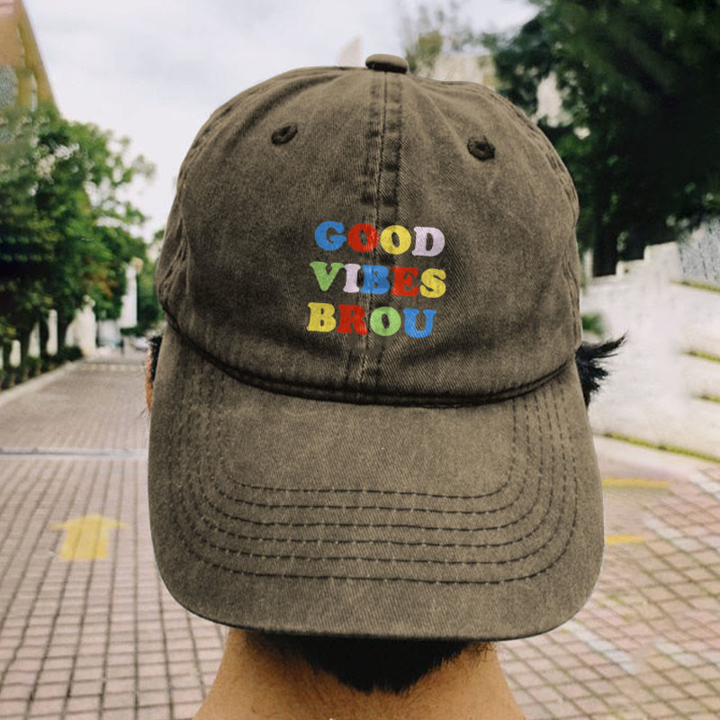 Good Vibes Brou Print Washed Cap - Khaki - One size - image 2
