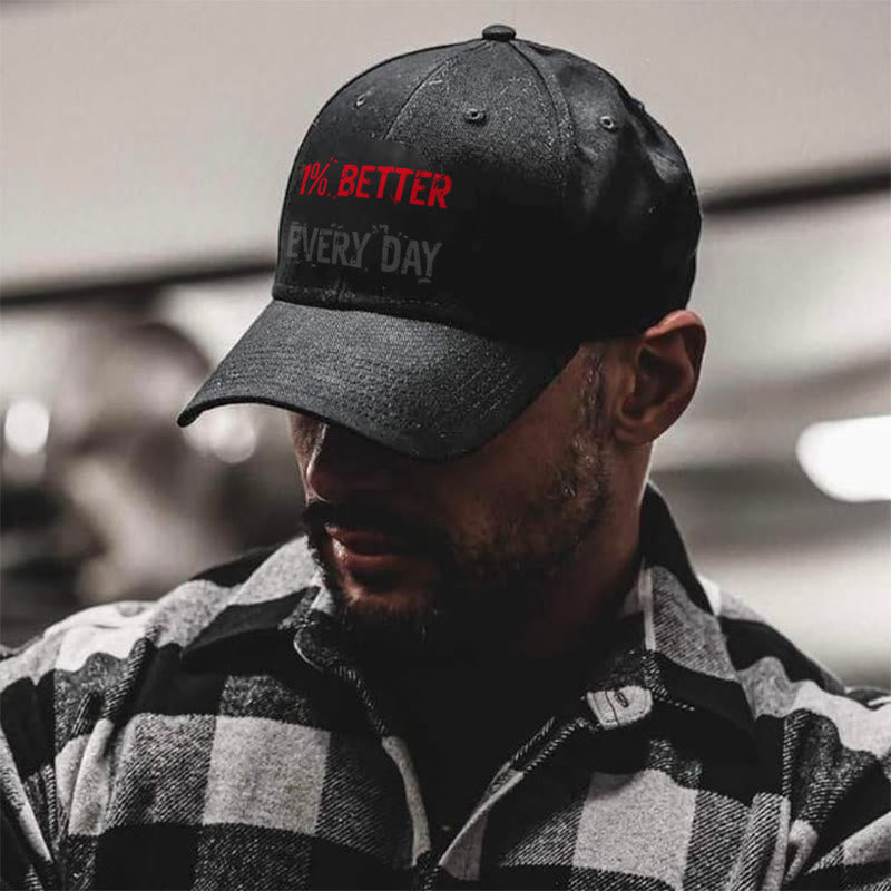 1% Better Every Day Print Cap - Black - one size - image 1