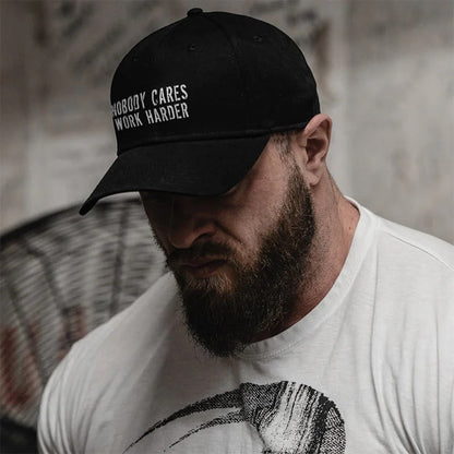 Nobody Cares Work Harder Print Cap - Black - one size - image 1