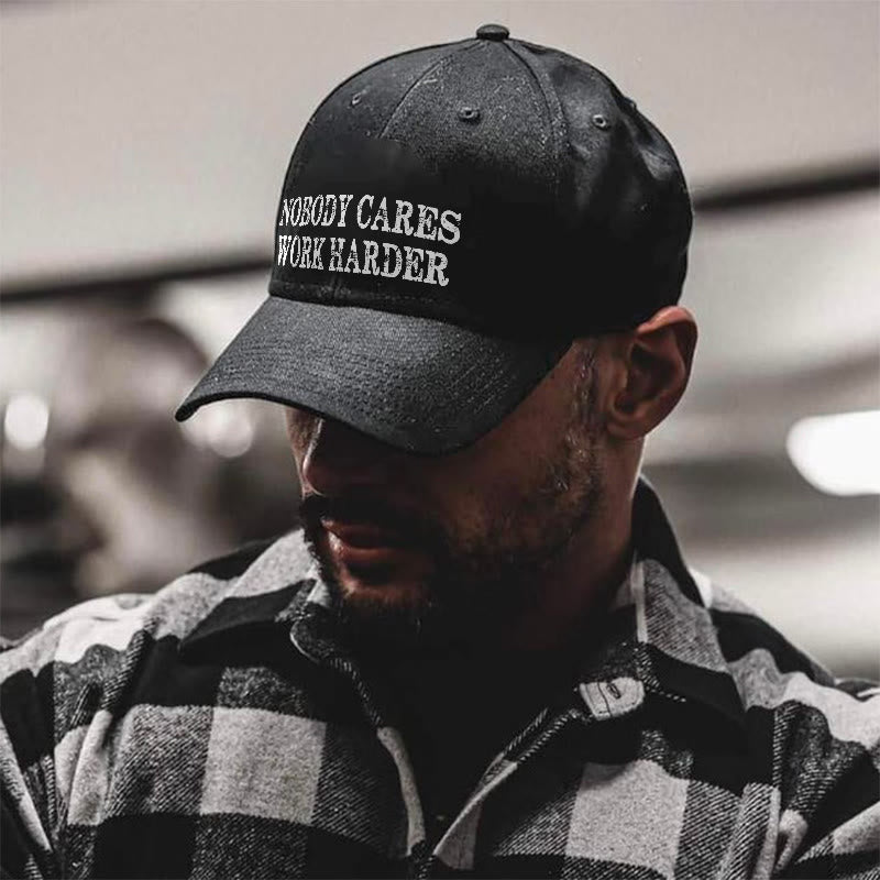 Nobody Cares Work Harder Print Cap - Black - one size - image 1