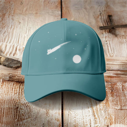 Abstract Creative Cute Cat Leaping Under The Starry Sky Painting Art Cap - Lake Blue - one size - image 4