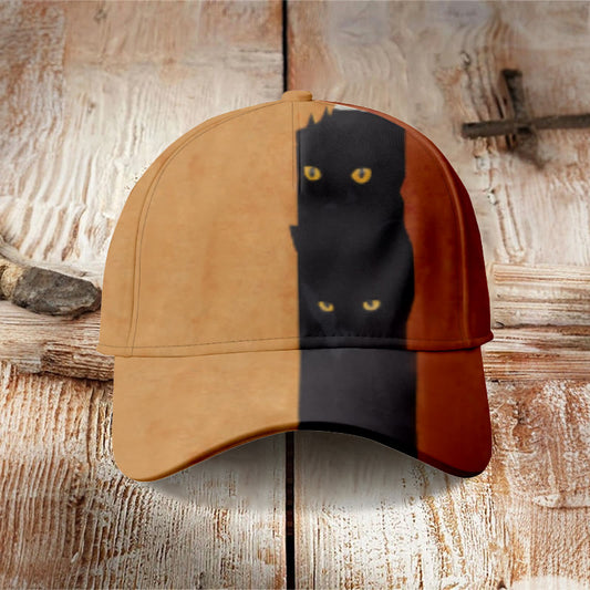 Abstract Black Cat Painting Art Cap - Khaki - one size - image 1