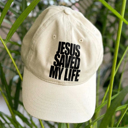 Jesus Saved My Life Print Cap - Beige - one size - image 1