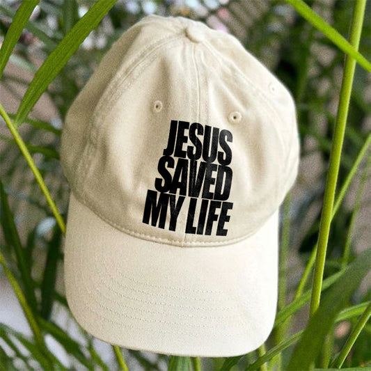 Jesus Saved My Life Print Cap - Beige - one size - image 1