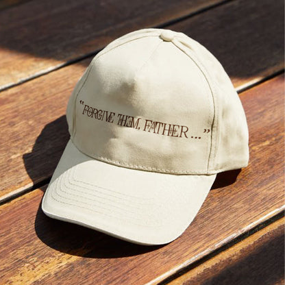 Forgive Them Father Print Cap - Beige - one size - image 2