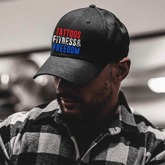 Tattoos Fitness & Freedom Printed Cap - Black - one size - image 1