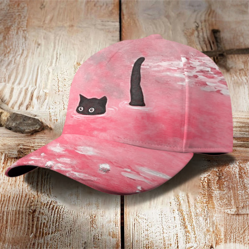 Women's Oil Painting Cat Print Cap - image 5