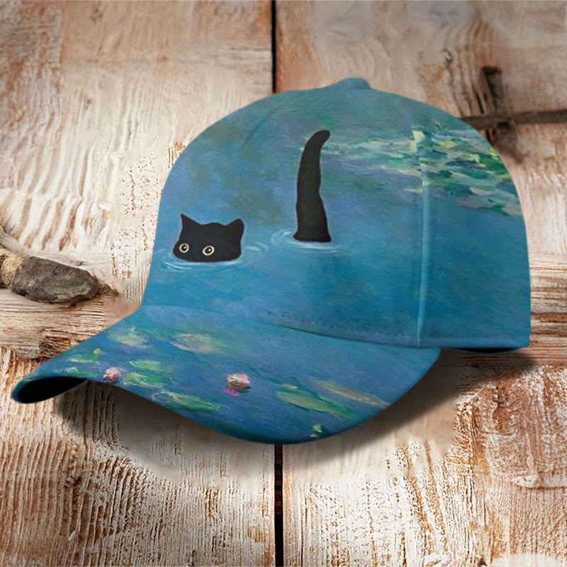 Women's Oil Painting Cat Print Cap - image 2
