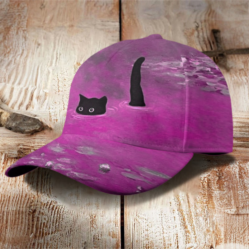 Women's Oil Painting Cat Print Cap - image 8