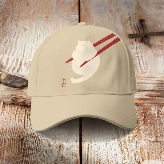 Cat Dumpling Art Cap - Khaki - one size - image 1