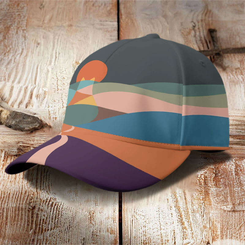 Cat Mountains Landscape Sunrise Japanese Art Cap - image 2