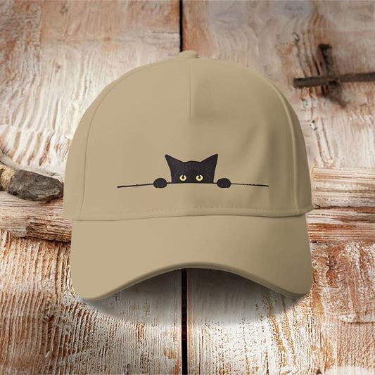Casual Black Cat Print Cap - Apricot - one size - image 1