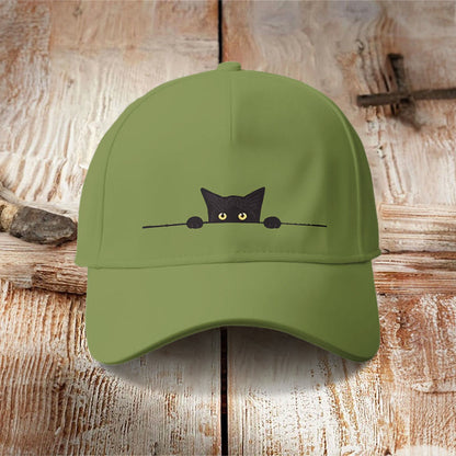 Casual Black Cat Print Cap - Green - one size - image 4