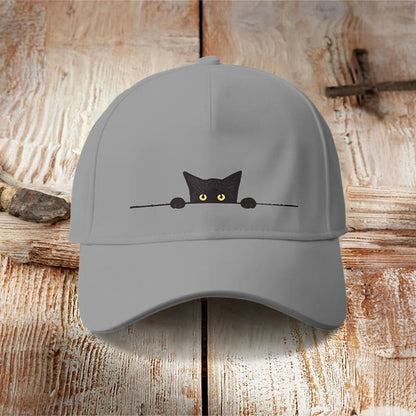 Casual Black Cat Print Cap - Grey - one size - image 5