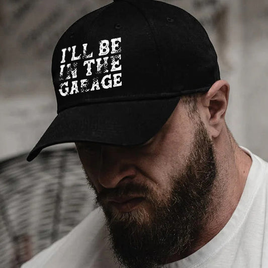 I'll Be In The Garage Printed Cap - Black - one size - image 1