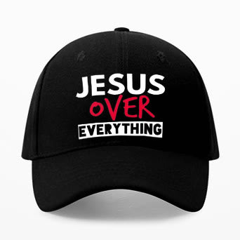 Jesus Over Everything Because Printed Cap - Black - one size - image 1