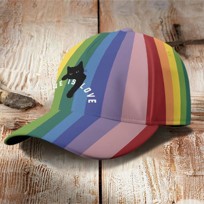 Love Is Love Rainbow Black Cat Print Cap - image 2