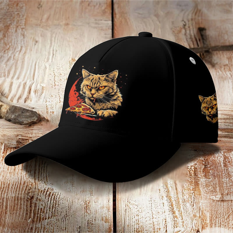 Cute Cat Pizza Print Cap - image 2