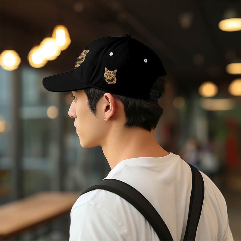 Cute Cat Pizza Print Cap - image 4