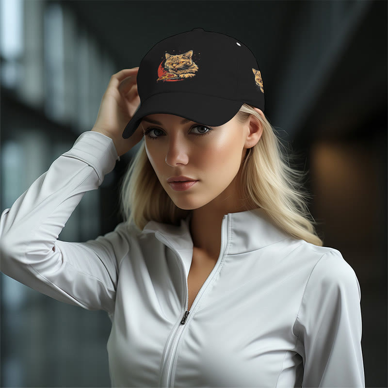 Cute Cat Pizza Print Cap - image 5