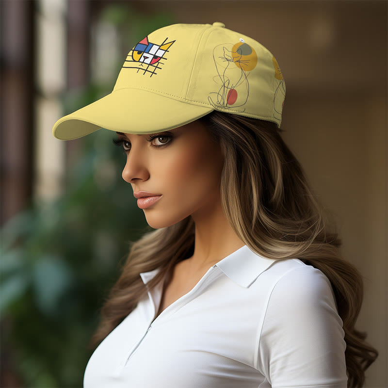 Color Block Cute Cat Print Cap - image 5