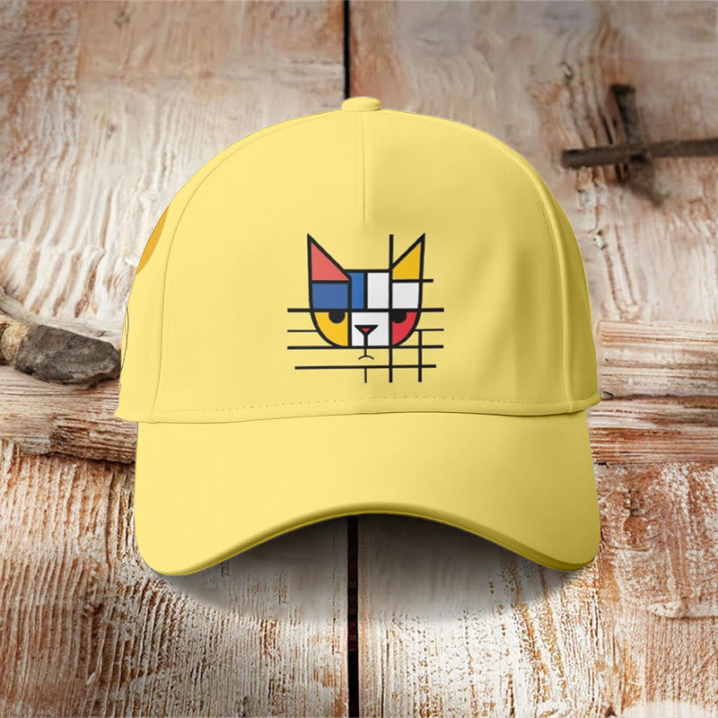 Color Block Cute Cat Print Cap - image 2