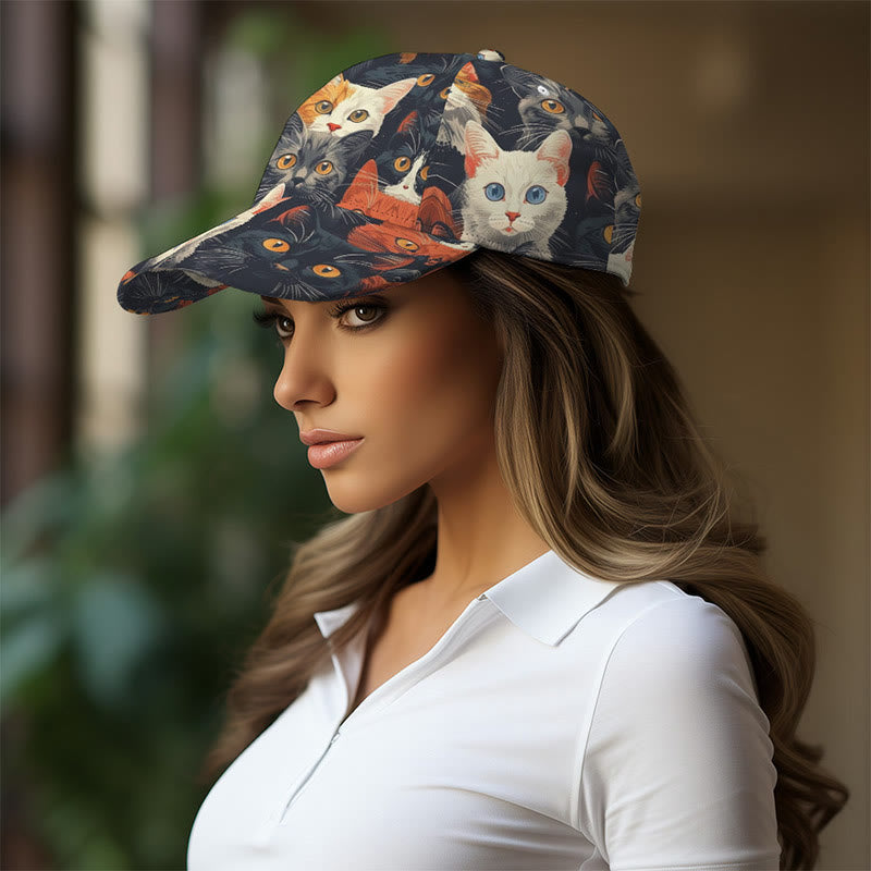 Funny And Cute Cats Print Cap - image 4