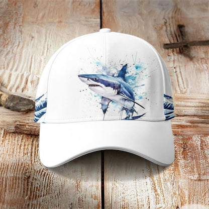 Japanese Shark Print Cap - White - one size - image 1