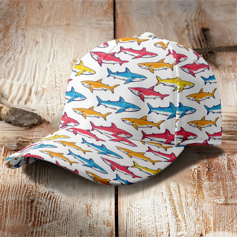 Funny Multicolor Shark Print Cap - image 2