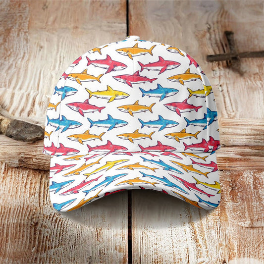 Funny Multicolor Shark Print Cap - Multicolor - one size - image 1