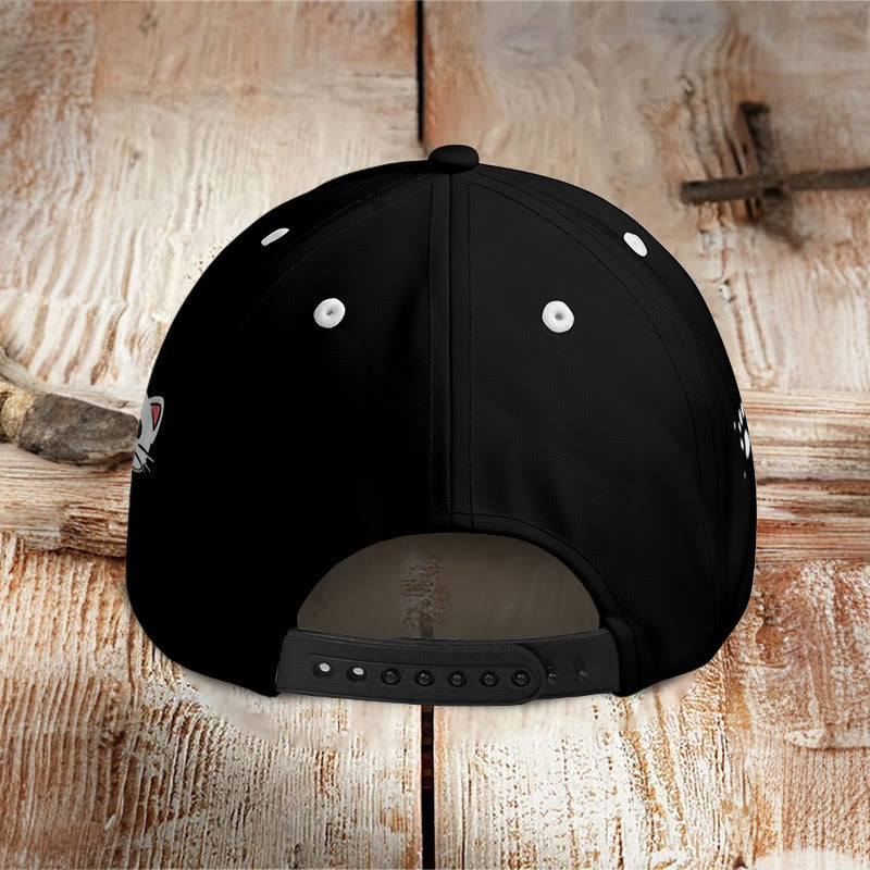 Cute cat and footprints print Cap - image 3